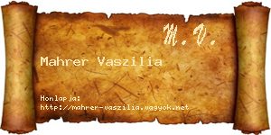 Mahrer Vaszilia névjegykártya